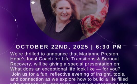 Picture of me with arms outstretched promoting workshop on creating an exceptional life.